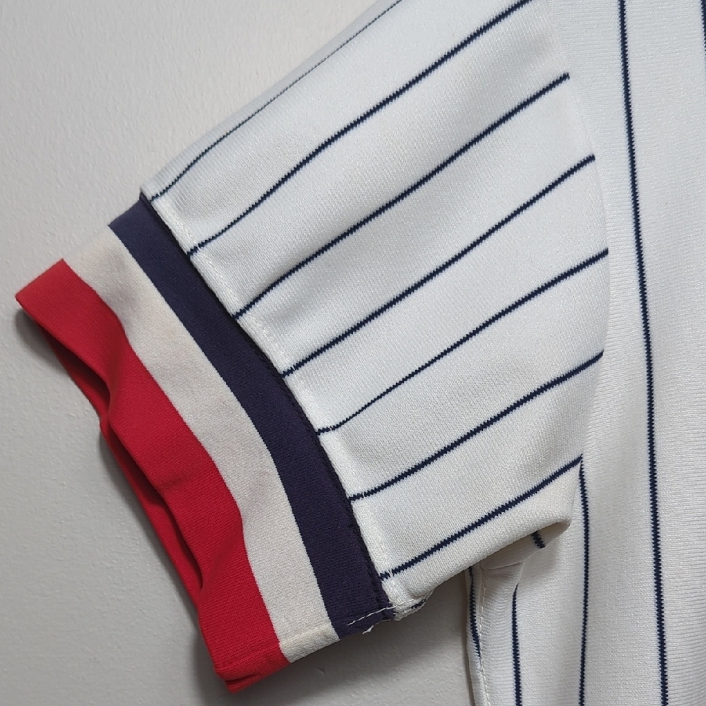 Vtg 70s 80s Wilson Baseball Uniform Jersey Pinstripe White Blue Red 16 USA SMALL - Picture 5 of 15